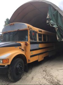 Kavips Sandblasting school bus repainted