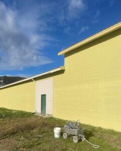 Kavips exteror concrete wall after painting yellow